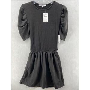 NWT Velvet Torch Dress Womens Sz M Black Smocked Puff Half Sleeve Mini